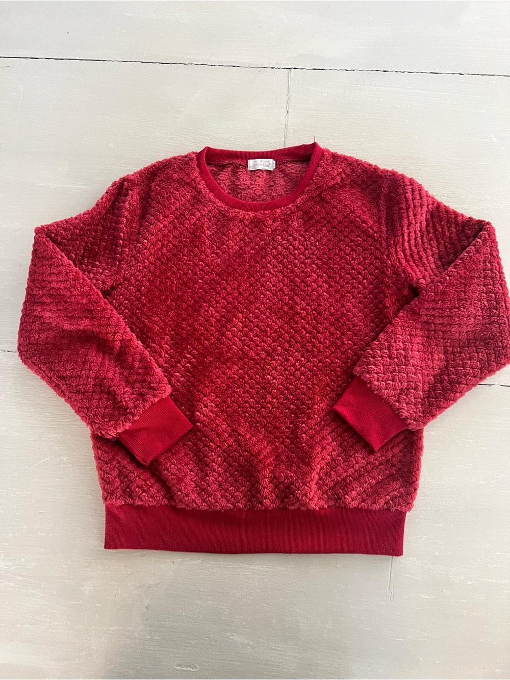 Besser Bay Kids XL Red Textured Fleece Pullover Sweatshirt
